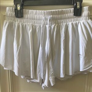 White Athletic Shorts with Elastic Waistband